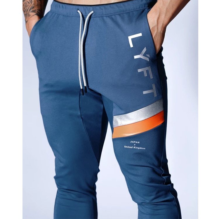 Foreign Trade Muscle Men's Casual Color Matching Sports Pants Hip-hop Style Slim Long Pants