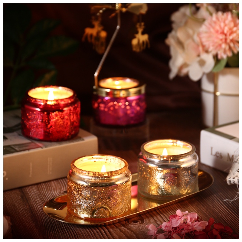 Starry Sky Aromatherapy Candle Essential Oil Indoor Souvenir Relief Glass Gift Box Jar Smokeless Soybean Wax Essential Oil - 4