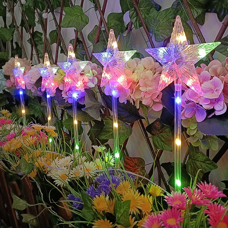 Solar Five-pointed Star Lawn Light Outdoor Garden Decoration LEDLawn Christmas Decoration Ground Light