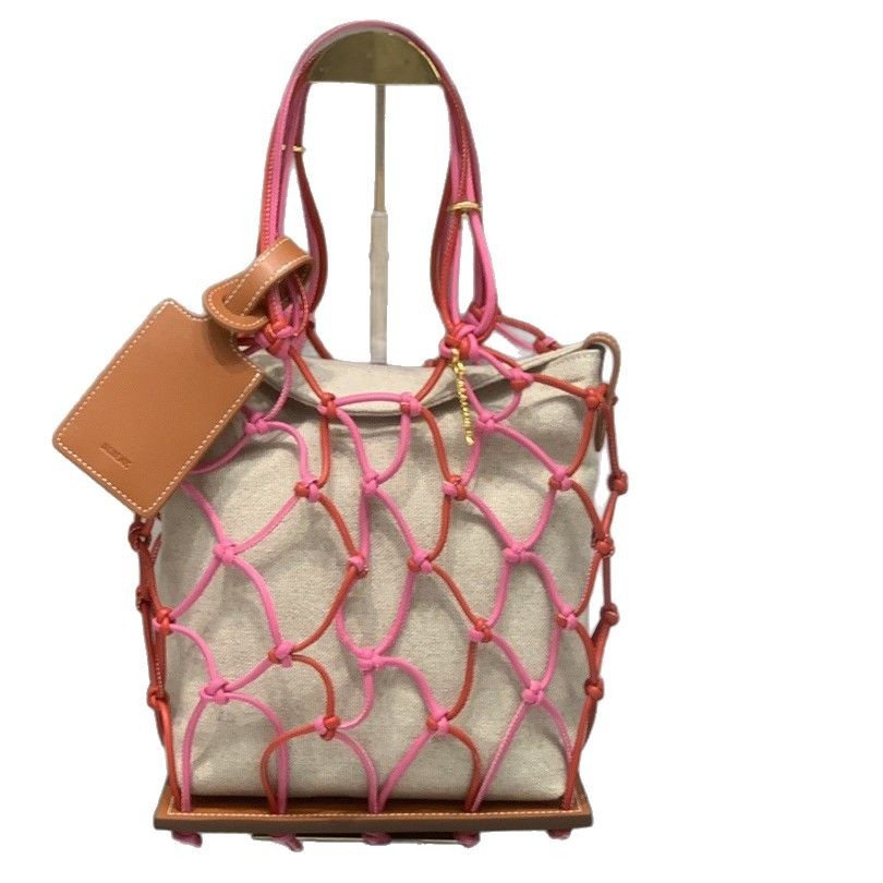 Cowhide Mesh Shoulder Bag Vintage Hand Carrying Beach All-match Fashion Women's Bag Multi-purpose Bag