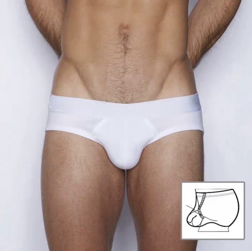 Men's Ring Underwear Men's Pure Cotton Low Waist Sexy Briefs Youth Scrotum Support Breathable Underwear