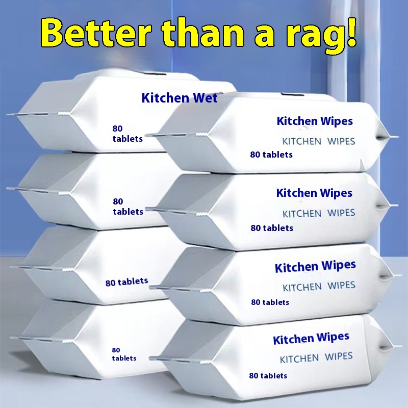 Household Kitchen Wet Wipes Strong Degreasing And Decontamination Special Cleaning Dishwashing80 Pieces Of Pull-out Disposable Wet Wipes