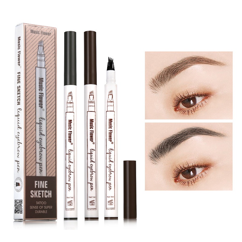 Music Flower Four-pronged Eyebrow Pencil Ultra-fine Carved Wild Eyebrow Liquid Waterproof Eyebrow Pencil Four-headed