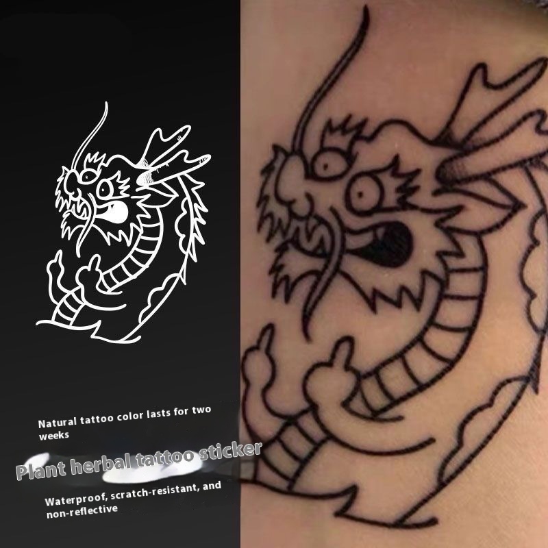 Guan Gong Rides Malaysia Middle Finger Bao Pi Long Juice Herbal Funny Tattoo Sticker Semi-permanent No Reflective Waterproof Long-lasting