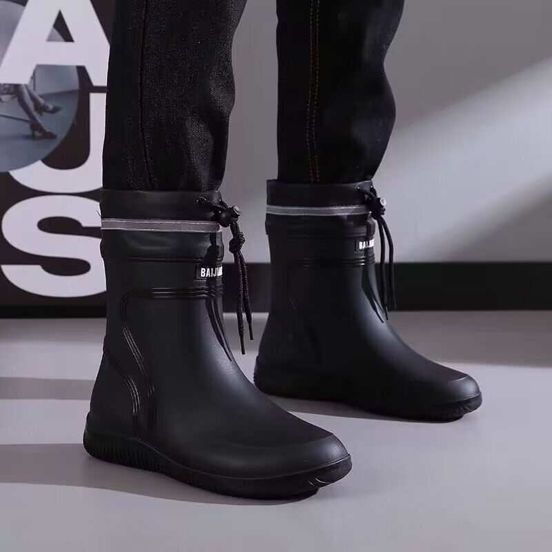 Waterproof Shoes,Men's And Women's Rain Boots,Fashionable Mid-tube Thick Warm Rubber Shoes,Work Non-slip Fishing Kitchen Rain Boots