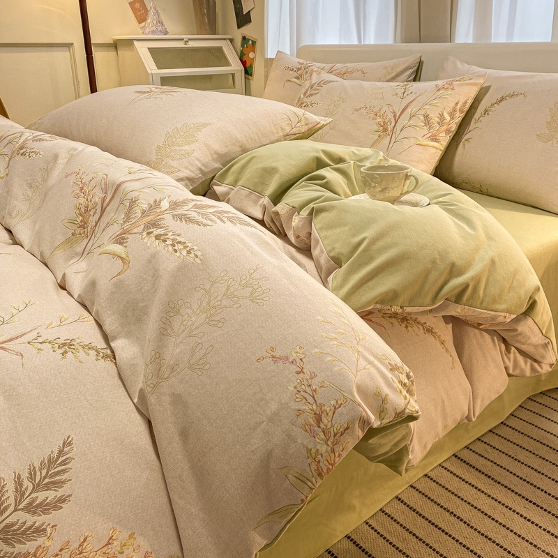 Pure Cotton Brushed Four-piece Set Cotton Dormitory Three-piece Simple Style Quilt Cover