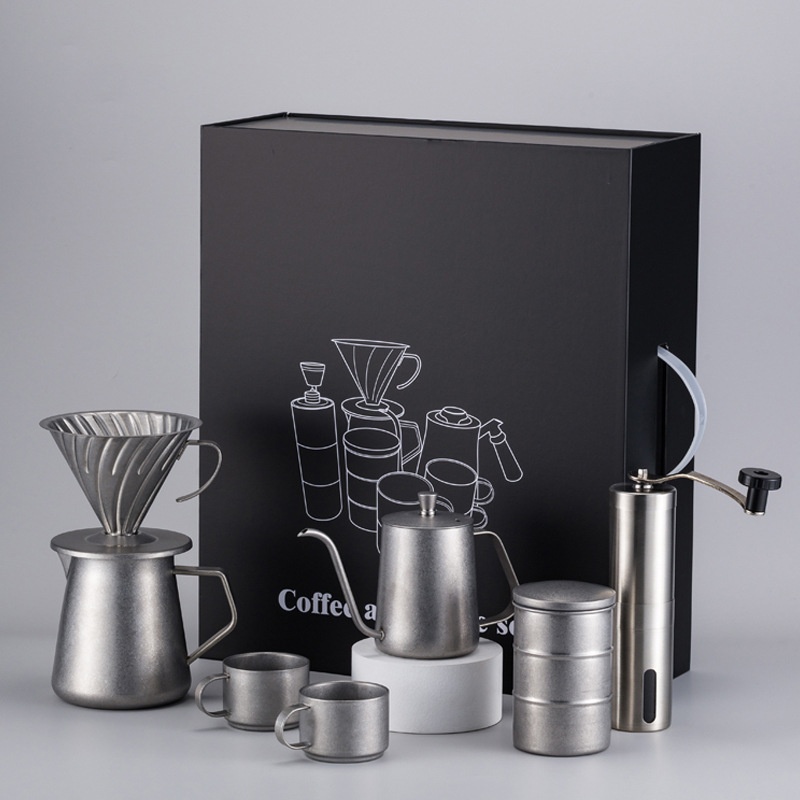 Hand Brewed Coffee Pot Gift Box Set Hand Grinder Portable Coffee Filter Cup