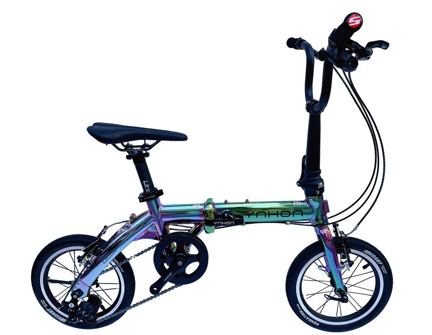 Y N H O N Popular41214-inch Single-speed External Three-speed16-inch Folding Bike Children's Bicycle Mini Modification