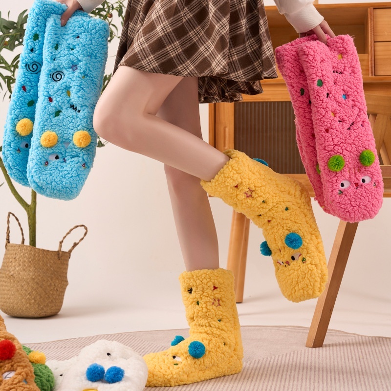 Super Thick Lamb Velvet Socks Women Autumn And Winter Cute Sleeping Socks Fleece-lined Warm Home Floor Socks