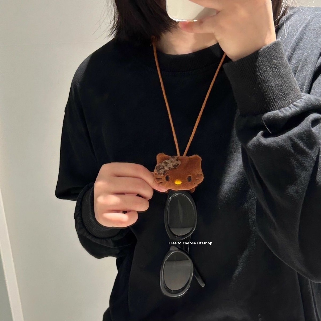 Niche Cute KT Cat Glasses Storage Lanyard Neck Non-slip Sunglasses Chain Glasses Simple Storage Chain