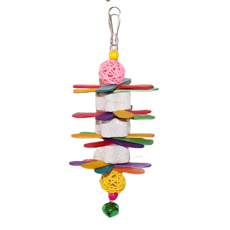 Parrot Toys Colorful Chewing Mineral Wood Block Calcified Material Bird Cage Accessories Bird Toys