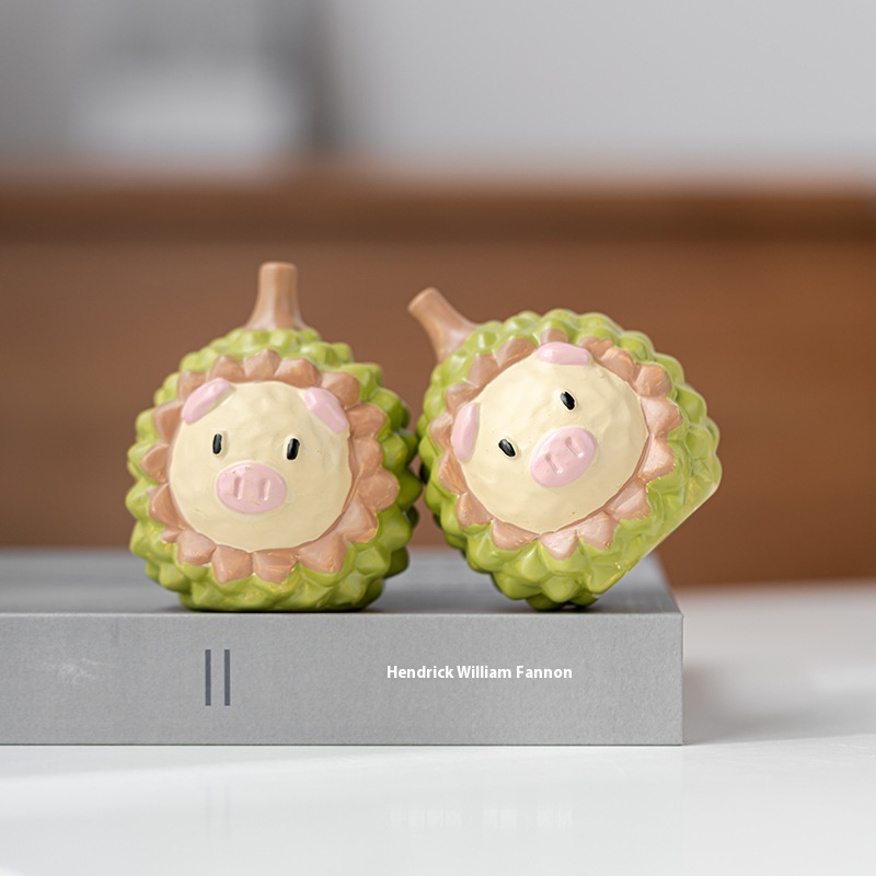 Modison Desktop Creative Shape Durian Pig Small Ornaments Fresh And Cute Ceramic Crafts Home Decoration Gifts