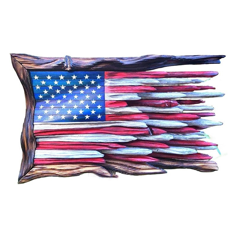 Wooden Crafts Creative Independence Day American Flag Wooden Sign Home Festival Garden Decorations