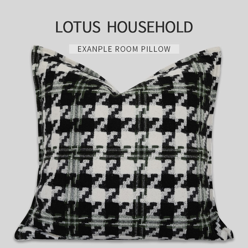 Fashion Design Houndstooth Pillowcase Black And White Simple Designer Cushion Fresh Nordic Style Woolen Sofa Pillow