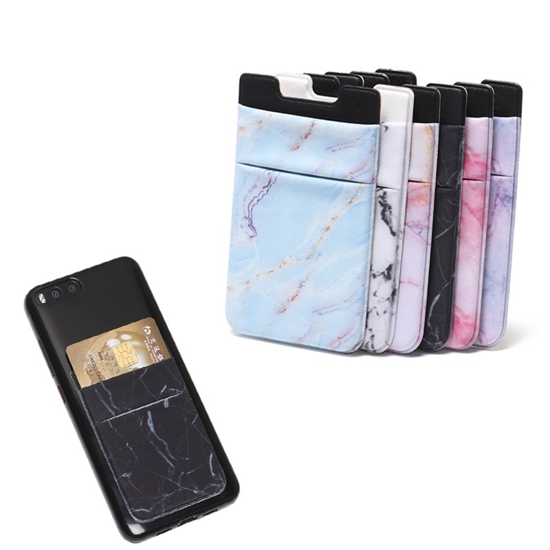Marble Double-layer Mobile Phone Stickers Printing Mobile Phone Card Holder Lycra Cloth Mobile Phone Back Stickers