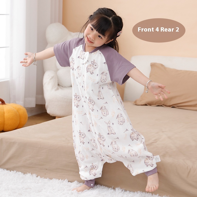 Spring And Summer Bamboo Cotton Gauze Baby Sleeping Bag Four Seasons Universal Split Leg Integrated Baby Sleeping Bag Children's Anti-kicking Quilt