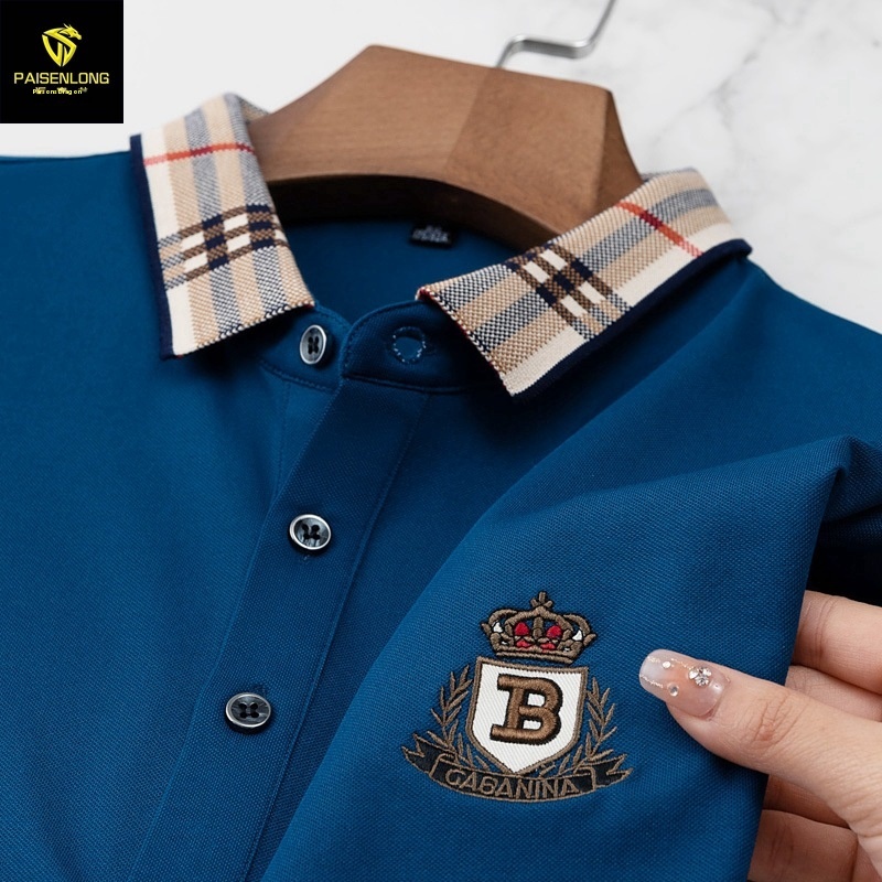 Paisonlong Men's Tops Short-sleeved T-shirts Casual Large Size Men's Computer Collar Bottoming Outer Wear Polo Shirt Men's T-shirt