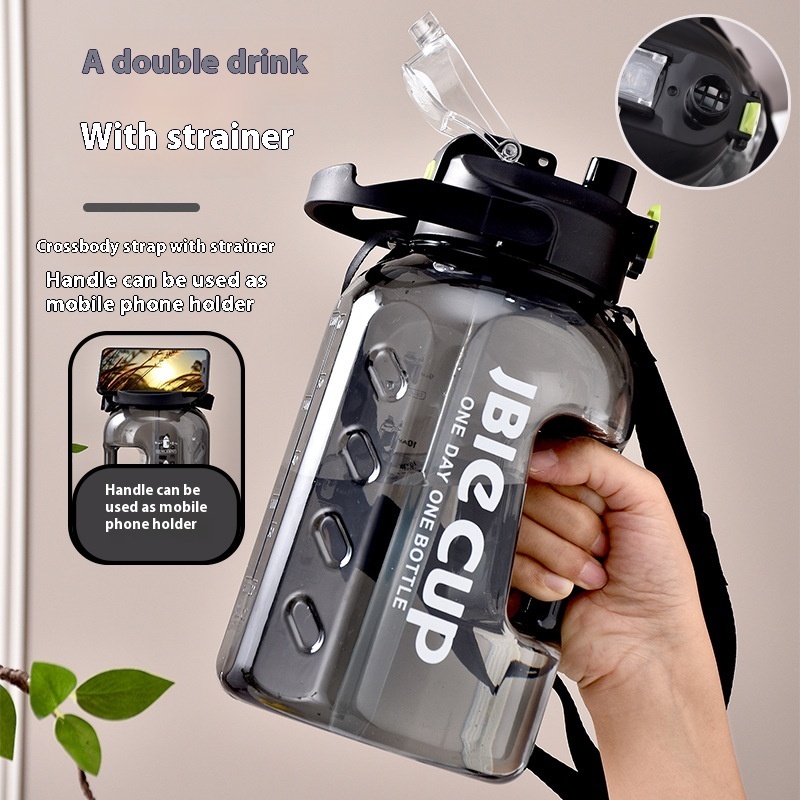 Ton Barrel Sports Water Bottle With Built-in Mobile Phone Holder,Large Capacity To Meet The Daily Water Requirement,Special Water Cup For Weight Loss
