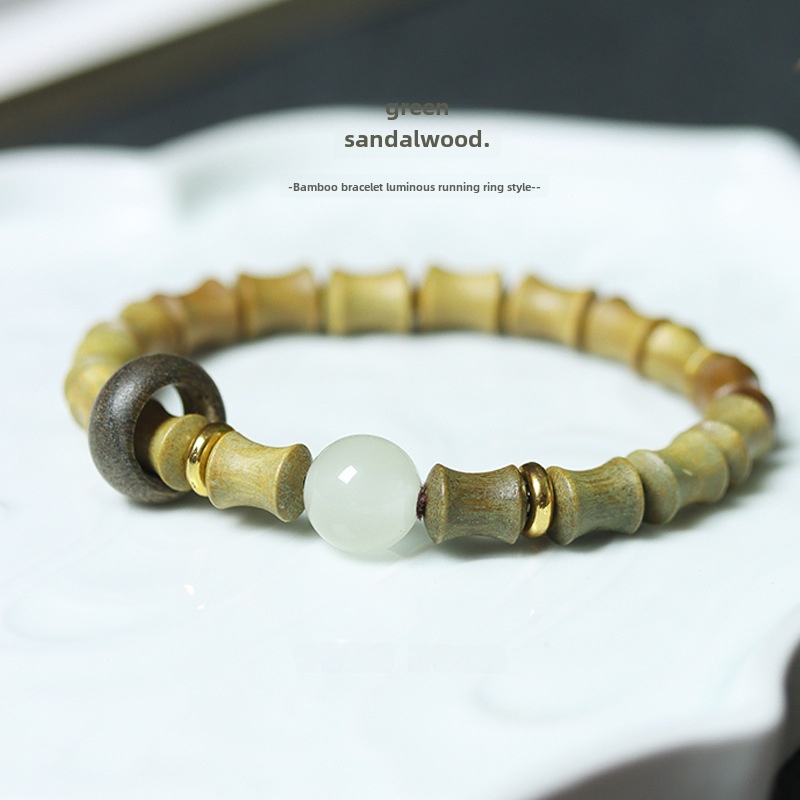 Diy Green Sandalwood Bamboo Festival High Rise Moonlight Stone Bracelet Running Ring Running Bracelet For Men And Women Wen Play Buddha Beads
