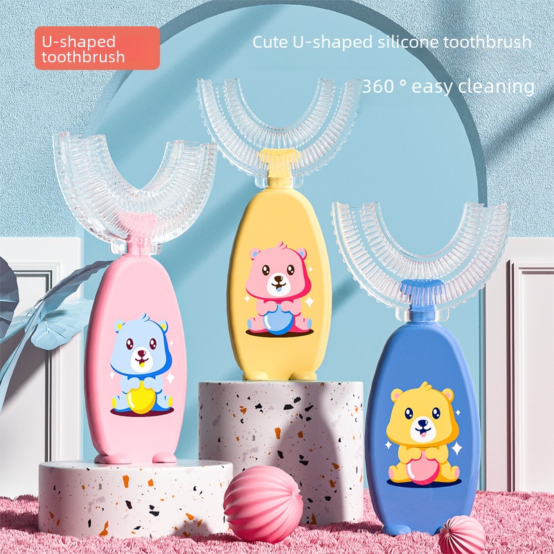 Manual Children's U-shaped Toothbrush Silicone Toothbrush Baby's Mouth-containing Oral Cleaning Manual U-shaped Children's Toothbrush