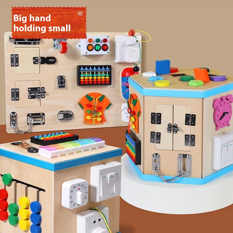 Children's Montessori Teaching Aids Wooden Busy Board2-5 Years Old Baby Early Education Puzzle Busy House Toy