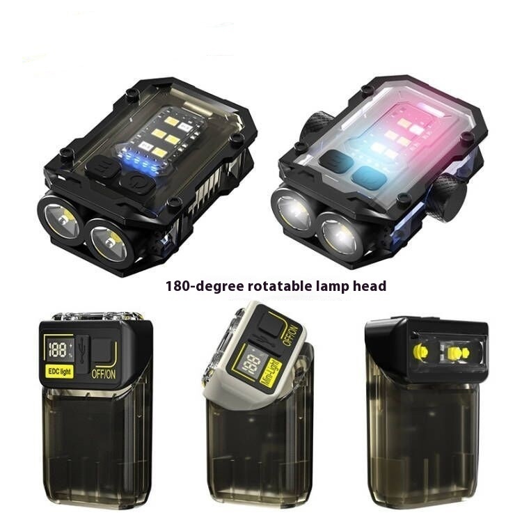 Multifunctional Strong Light Strong Magnetic Cap Clip Keychain Lamp Charging Work Lamp Highlight Warning Camping Lamp