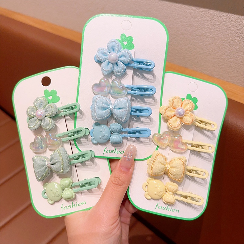 Fabric Flower Clip Hairpin Children's Bow Hairpin Girl Princess Super Fairy Girl Broken Hair Bangs Do Not Hurt Hair