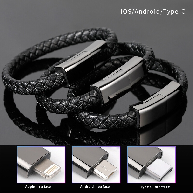 Internet Celebrity Creative Bracelet Data Cable Fast Charging Portable Bracelet Type Suitable For Huawei Apple Android Type-C Meter Oppo - 5
