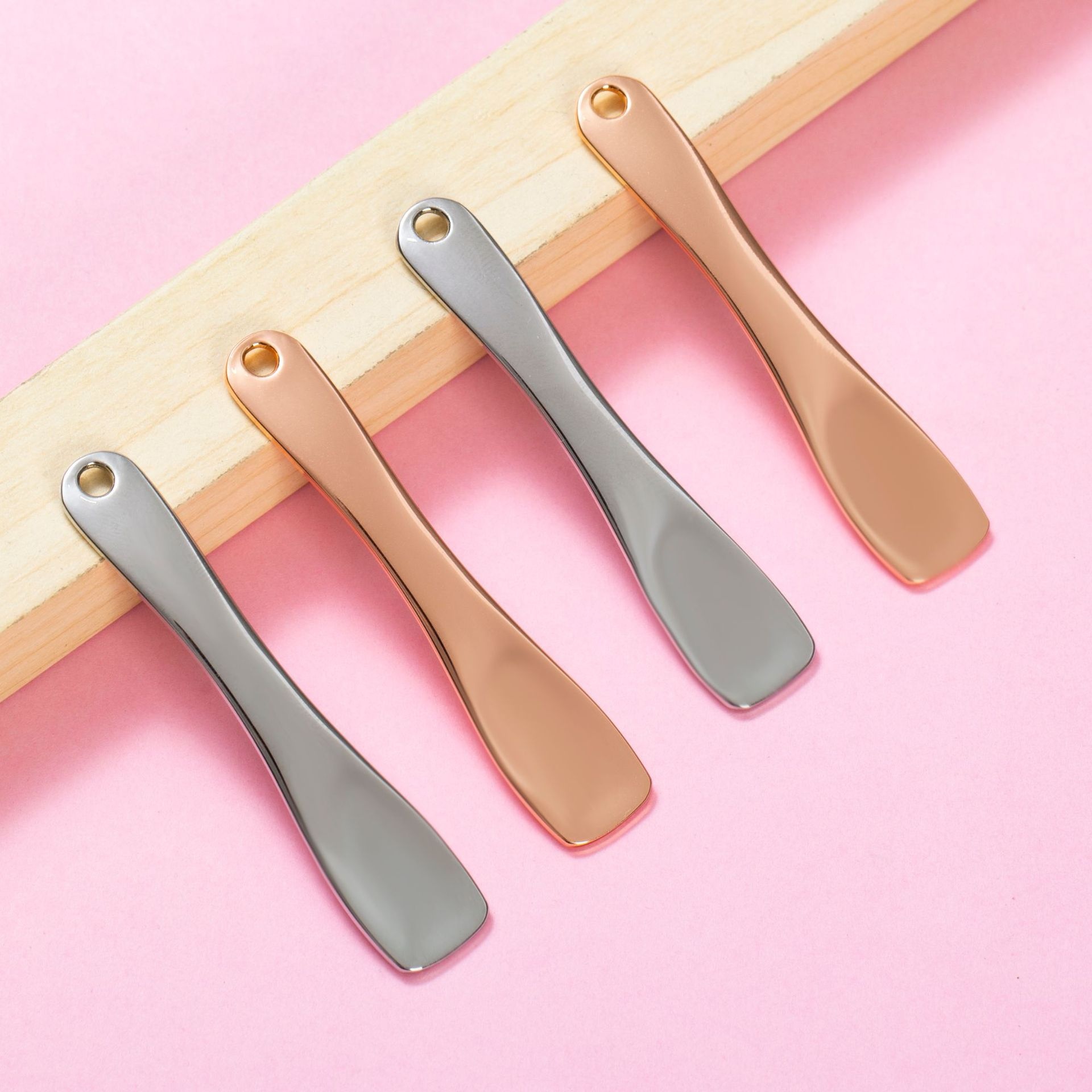 Zinc Alloy Metal Cosmetic Spoon Makeup Beauty Salon Eye Cream Mask Scoop Refilling Spatula Spoon Laser