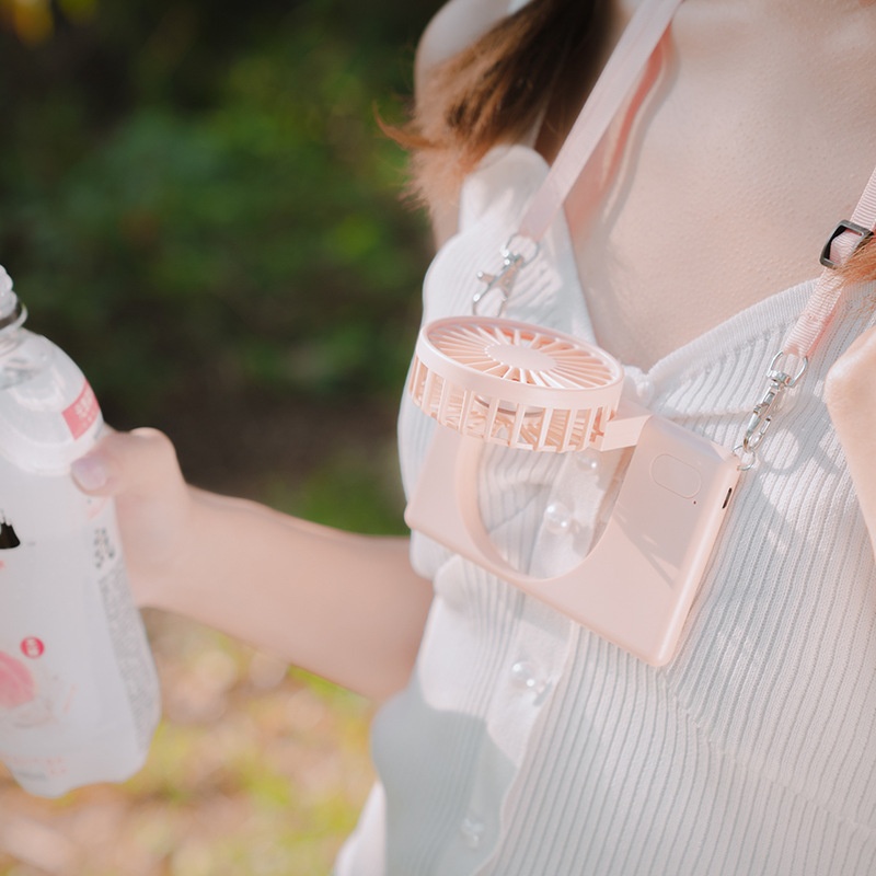 Stylish Free Neck Hanging Fan Rechargeable Three-speed Adjustable Silent Portable Desktop Summer Small Fresh All-match