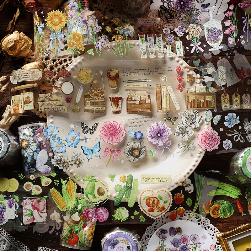 Infeelme P E T Tape Human Fireworks Romantic Series Basic Versatile Handbook Extra Long Loop Stickers4 Types