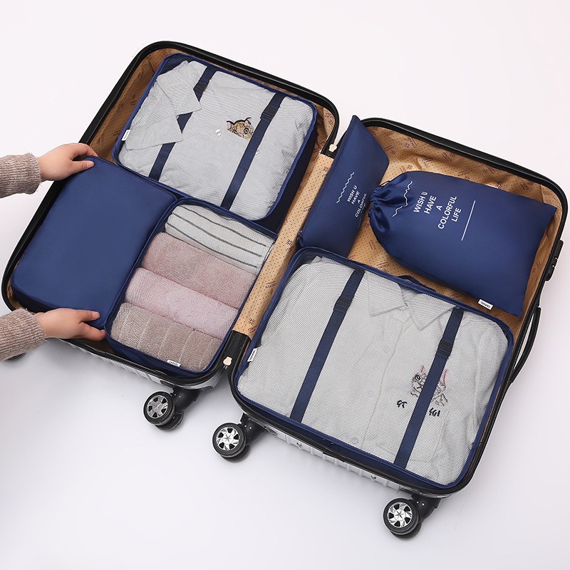 Twill Travel Storage6-piece Suitcase Clothing Classification Storage Bag Travel Storage Set Six-piece Set