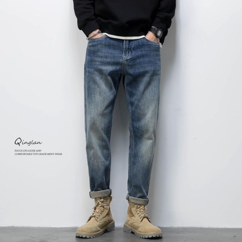 Retro Jeans Men'sy Brand Loose Straight American Casual Handsome Stretch Slim Pants Spring