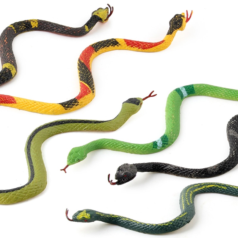 Static Simulation Wild Snake Animal Model Toy Spoof Reptile Cobra Rattlesnake Ornaments6 Pack