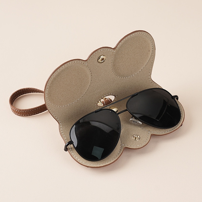 Genuine Leather Sunglasses Storage Leather Case Artistic Women's Portable Travel Glasses Bag Air Cushion Protective Sunglasses Glasses Case