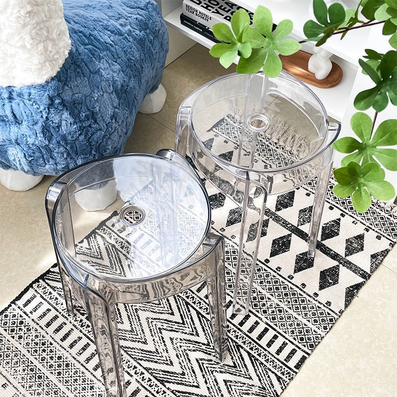Cyclone Stool High Stool Low Stool Stackable Household Thickened Spare Chair Round Stool Light Luxury Transparent Household Windmill Stool
