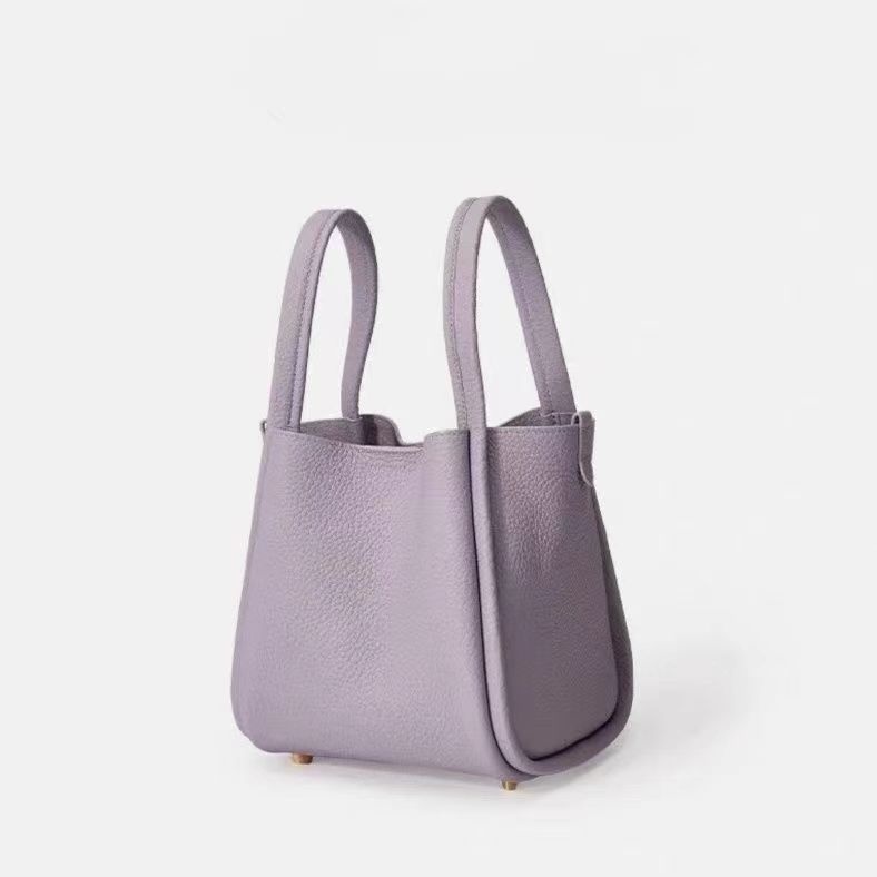 Song Mountain Has Pine Medium Vegetable Basket Female Designer's Top Layer Cowhide Large Capacity Commuter Bucket Bag