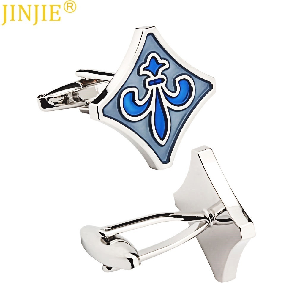 Blue Louis Pattern Enamel Paint Metal Cufflinks Men's Business French Shirt Cufflinks