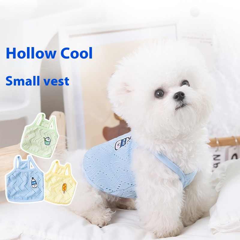 Spring And Summer Thin Small Dog Simple Patch Sling Mesh Breathable Cool Vest Teddy Cat Pet Clothes