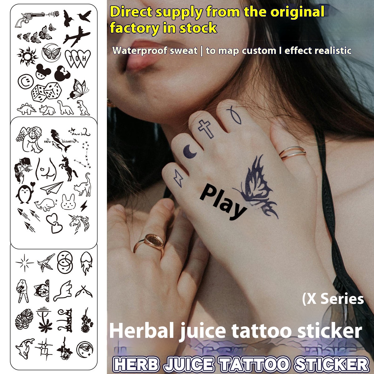 Herbal Juice Tattoo Sticker Fresh Waterproof In Stock Semi-permanent Tattoo Environmental Protection Sticker