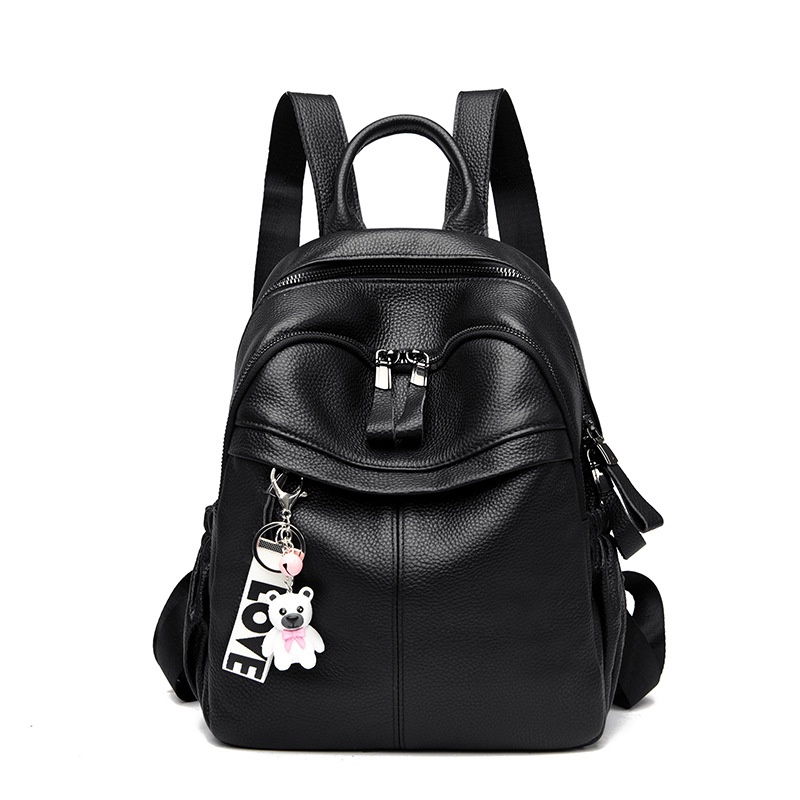 Genuine Leather Backpack Women's Fashionable All-match Women's Backpack Cowhide Soft Leather Large Capacity Bag