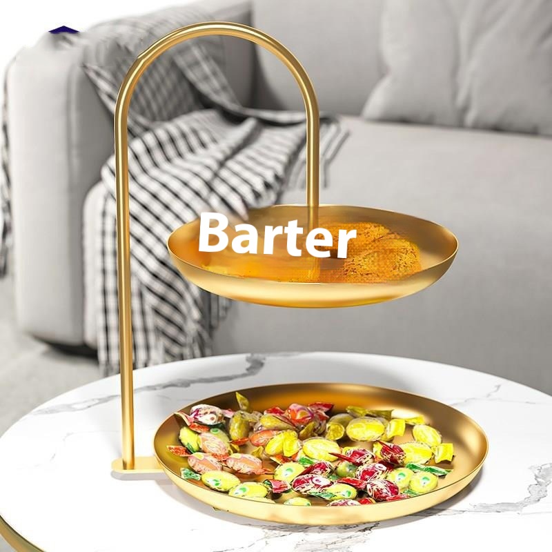 Snack Fruit Plate Light Luxury Home Living Room Coffee Table Front Desk Double-layer Snack Candy Box Plate High-end Exquisite Tray