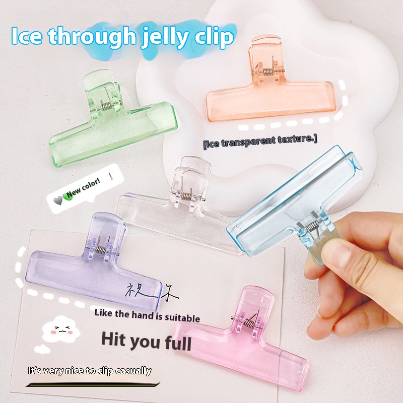 Transparent Acrylic Jelly Clip Student Cute Test Paper Storage Long Tail Clip Bill Information Handbook Clip