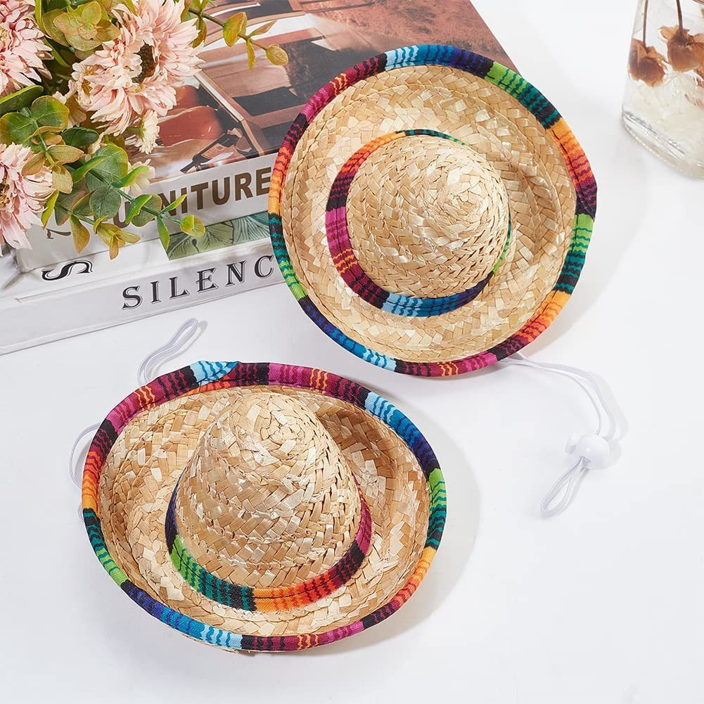 Pet Mexican Straw Hat Dog Sombrero Sombrero Party Decoration