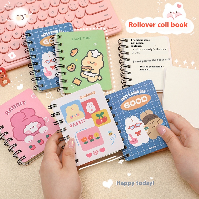 Cartoon Flip Coil Student Notes A7 Pocket Notepad Office Study Diary Portable Small Book