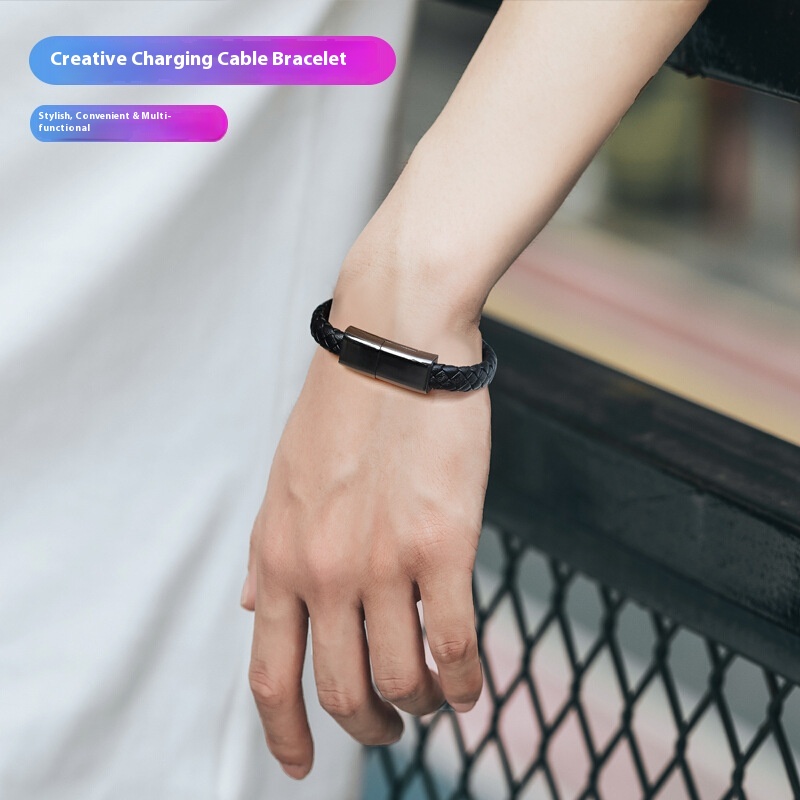 Internet Celebrity Creative Bracelet Data Cable Fast Charging Portable Bracelet Type Suitable For Huawei Apple Android Type-C Meter Oppo - 3