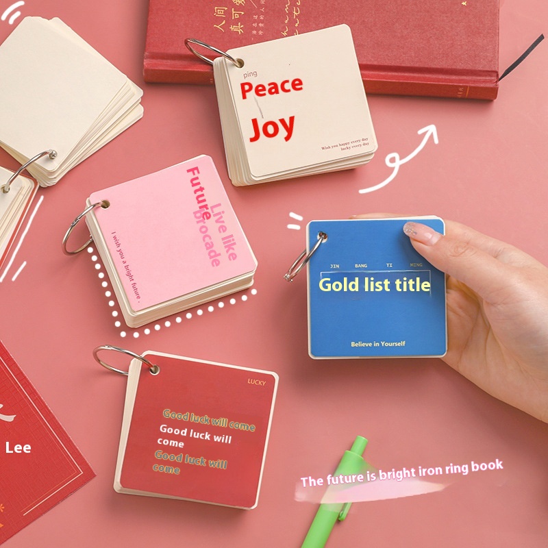 Bright Futurepirational Iron Ring Book Student Pocket Portable Notepad Blank English Word Book Loose-leaf Small Book
