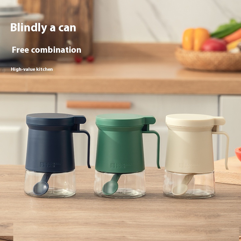 Sicily Double Sealed Moisture-proof Seasoning Jar Kitchen Seasoning MSGSalt Jar With Spoon Containing Desiccant Seasoning Bottle