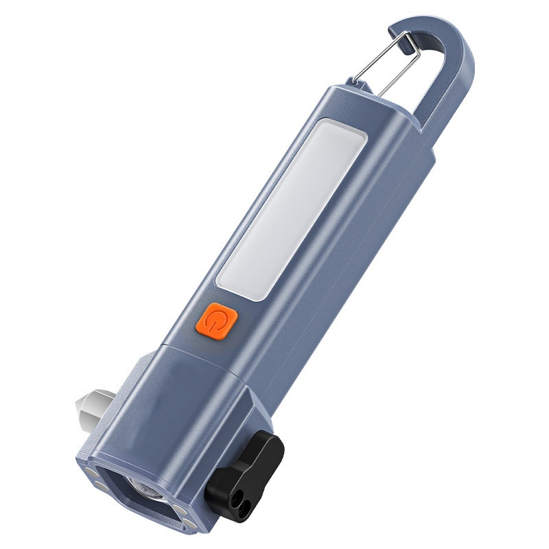 Multifunctional Flashlight With Broken Window Hammer COB Side Light Dual-purpose Zoom Flashlight Camping Magnetic Suction Safety Hammer Car Flashlight