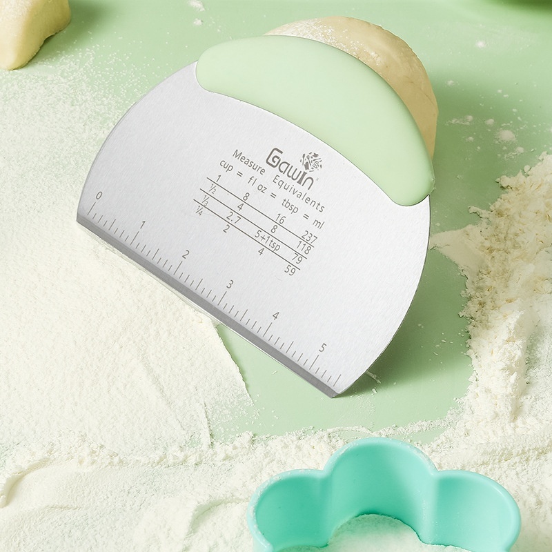 Stainless Steel Cutting Knife Oil Scraper Wooden Handle Cake Cream Scraper Household With Scale Moon Cake Dough Cutting Knife